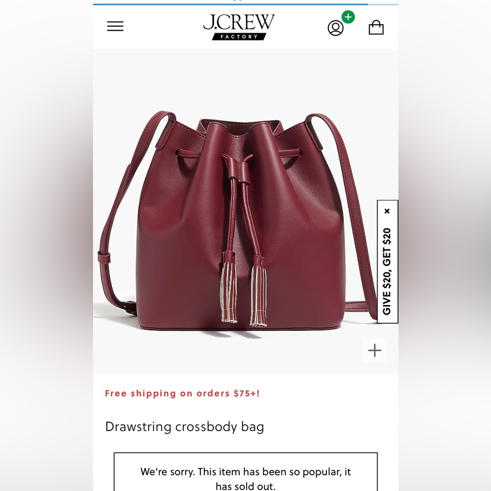 JCrew Factory Drawstring Crossbody Purse
